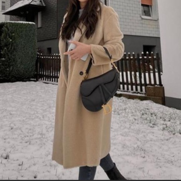 Zara Faux Fur Double Breasted Coat - Picture 5 of 13